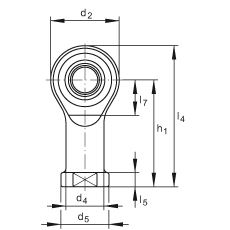 桿端軸承 GIKSR6-PS, 根據 DIN ISO 12 240-4 標準，特種鋼材料，帶右旋內螺紋，免維護