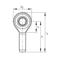 桿端軸承 GAKSR18-PS, 根據 DIN ISO 12 240-4 標準，特種鋼材料，帶右旋外螺紋，免維護