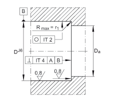 推力角接觸球軸承 BSB040072-2RS-T, 單向，接觸角 a = 60°，限制公差，兩側唇密封