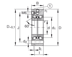 推力角接觸球軸承 ZKLF1255-2Z, 雙向，螺釘安裝，兩側間隙密封