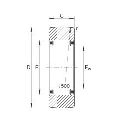 支撐型滾輪 RSTO40, 無軸向引導(dǎo)，外圈無擋邊