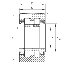 支撐型滾輪 PWTR30-2RS, 滿裝滾子，軸向引導(dǎo)，兩側(cè)唇密封