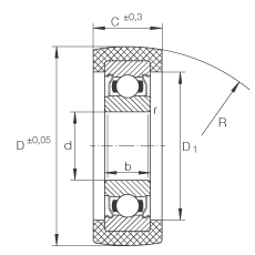 滾輪 KLRU12X47X20-2Z, 帶塑料箍，兩側密封