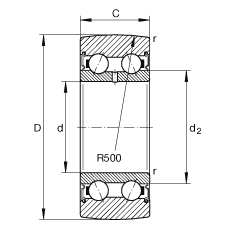 滾輪 LR50/5-2RSR, 雙向，兩側(cè)密封