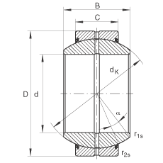 關(guān)節(jié)軸承 GE40-FO-2RS, 根據(jù) DIN ISO 12 240-1 標準, 需維護，兩側(cè)唇密封