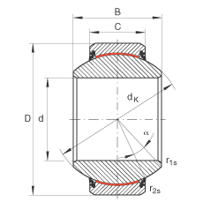 關節(jié)軸承 GE40-FW-2RS, 根據(jù) DIN ISO 12 240-1 標準, 免維護，兩側唇密封