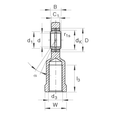 桿端軸承 GIR80-DO-2RS, 根據 DIN ISO 12 240-4 標準，帶右旋內螺紋，需維護，兩側唇密封