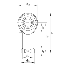 桿端軸承 GIKL20-PB, 根據(jù) DIN ISO 12 240-4 標(biāo)準(zhǔn)，帶左旋內(nèi)螺紋，需維護(hù)