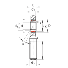 桿端軸承 GAR80-UK-2RS, 根據(jù) DIN ISO 12 240-4 標(biāo)準(zhǔn)，帶右旋外螺紋，免維護(hù)，兩側(cè)唇密封