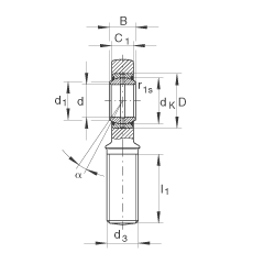 桿端軸承 GAL8-DO, 根據 DIN ISO 12 240-4 標準，帶左旋外螺紋，需維護