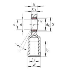 桿端軸承 GIR80-UK-2RS, 根據(jù) DIN ISO 12 240-4 標(biāo)準(zhǔn)，帶右旋內(nèi)螺紋，免維護(hù)，兩側(cè)唇密封