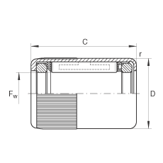 沖壓外圈滾柱離合器 HFL0308-KF-R, 滑動或滾動軸承布置，塑料彈簧，外圈滾花