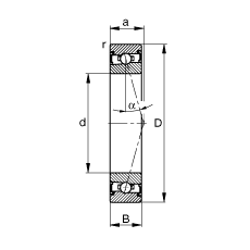 主軸軸承 HSS71918-C-T-P4S, 調節，成對安裝，接觸角 α = 15°，兩側唇密封，非接觸，加嚴公差