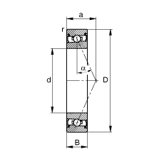 主軸軸承 HSS71918-E-T-P4S, 調節，成對安裝，接觸角 α = 25°，兩側唇密封，非接觸，限制公差