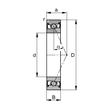 主軸軸承 HCS71924-E-T-P4S, 調(diào)節(jié)，成對或單元安裝，接觸角 α = 25°，兩側(cè)唇密封，非接觸，限制公差