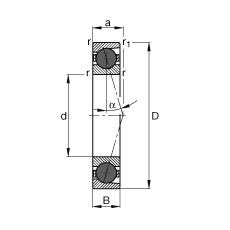 主軸軸承 HCB7228-C-T-P4S, 調(diào)節(jié)，成對或單元安裝，接觸角 α = 15°，陶瓷球，限制公差