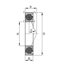 主軸軸承 HCB7226-E-T-P4S, 調節，成對或單元安裝，接觸角 α = 25°，陶瓷球，限制公差