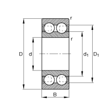 深溝球軸承 4307-B-TVH, 根據(jù) DIN 625-3 標(biāo)準(zhǔn)的主要尺寸，雙列