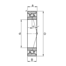 主軸軸承 HS7026-C-T-P4S, 調節，成對安裝，接觸角 α = 15°，限制公差