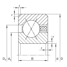 薄截面軸承 CSXAA010-TN, 四點(diǎn)接觸球軸承，類型X，帶彈性塑料保持架（聚酰胺），運(yùn)行溫度 -30°C 到 +120°C