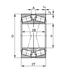 圓錐滾子軸承 30232-N11CA, 根據(jù) DIN ISO 355 / DIN 720 標(biāo)準(zhǔn)的主要尺寸，可分離，X型成對(duì)布置，有軸向內(nèi)部游隙