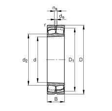 調(diào)心滾子軸承 22232-E1-K, 根據(jù) DIN 635-2 標(biāo)準(zhǔn)的主要尺寸, 錐孔，錐度 1:12